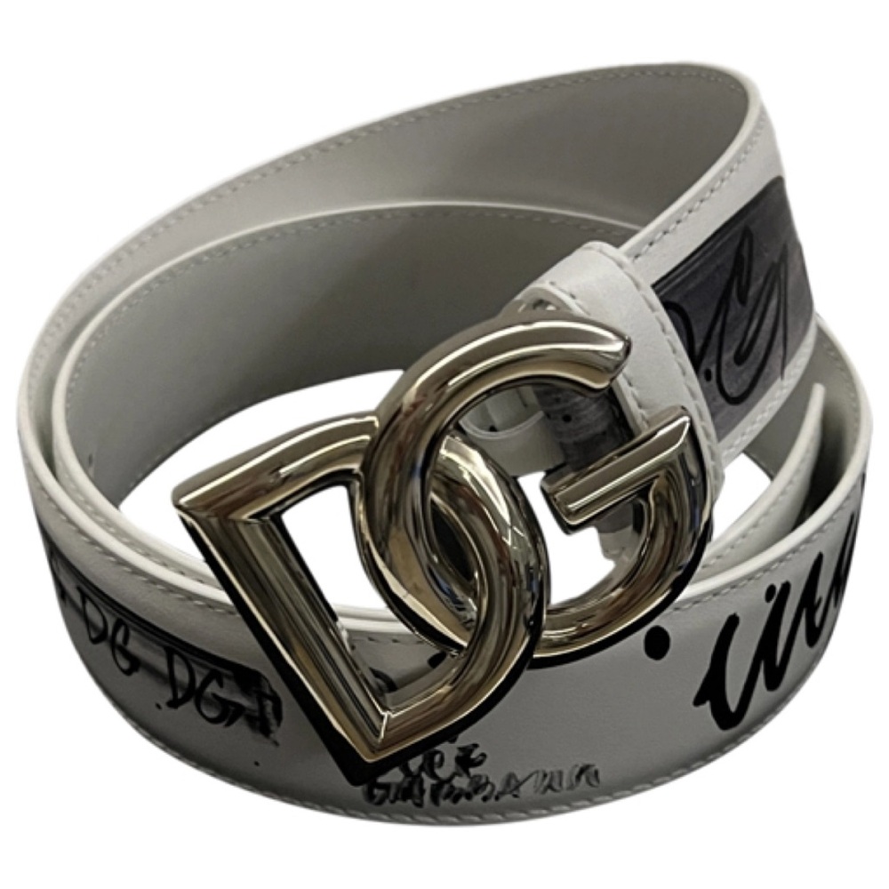 Dolce & Gabbana DG Logo Buckle Graffiti Leather Belt